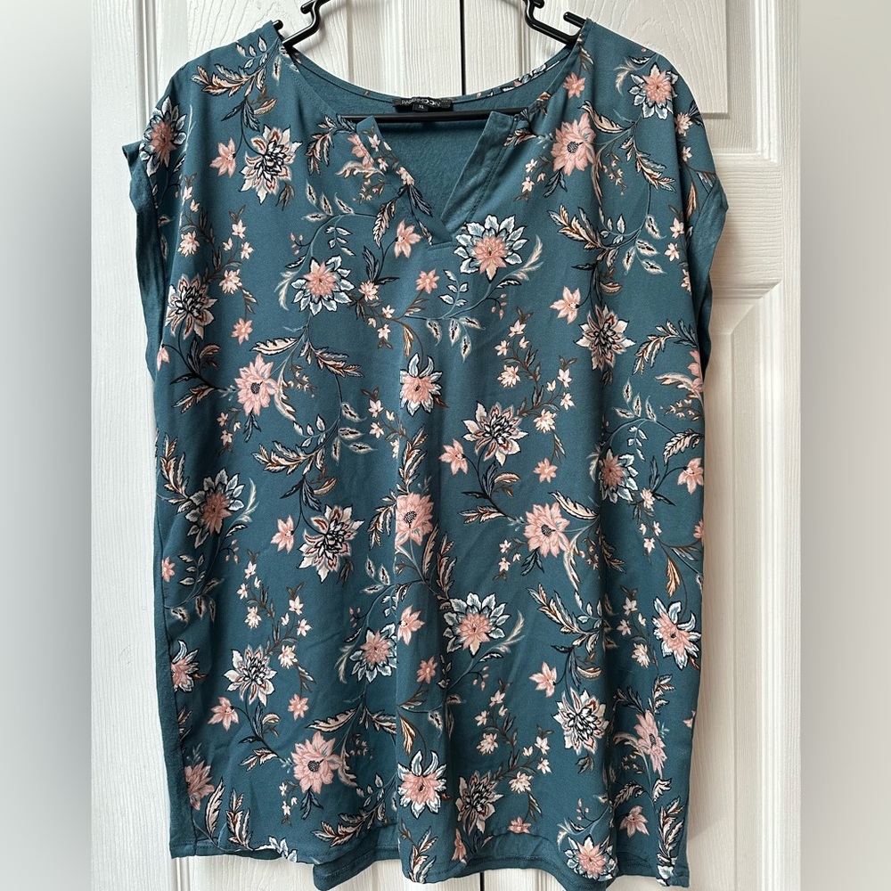 Papermoon XL Blue and Pink Relaxed Blouse
